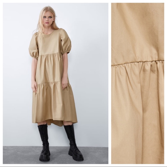 beige zara dress